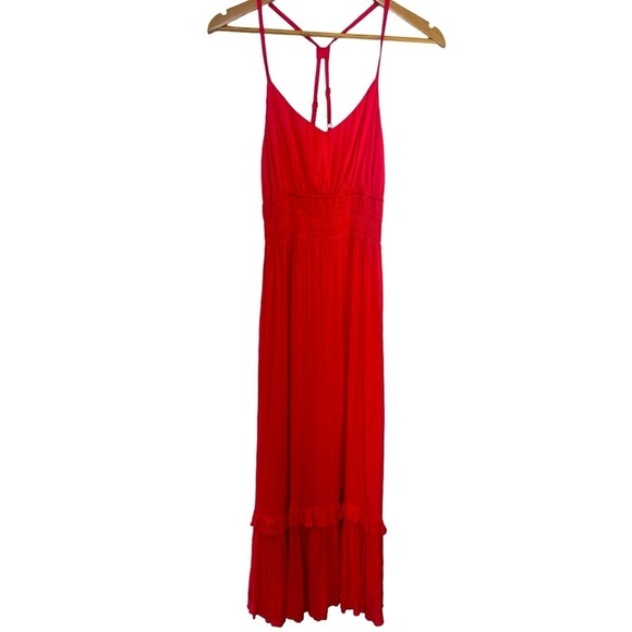 Anthropologie Maeve Aleda Satin Ruffle Maxi Dress - Picture 7 of 16